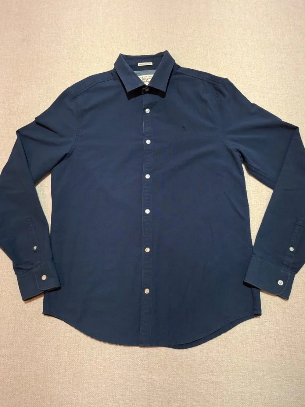 Original Penguin Heritage Slim Fit Blue Button Up Shirt Men's M